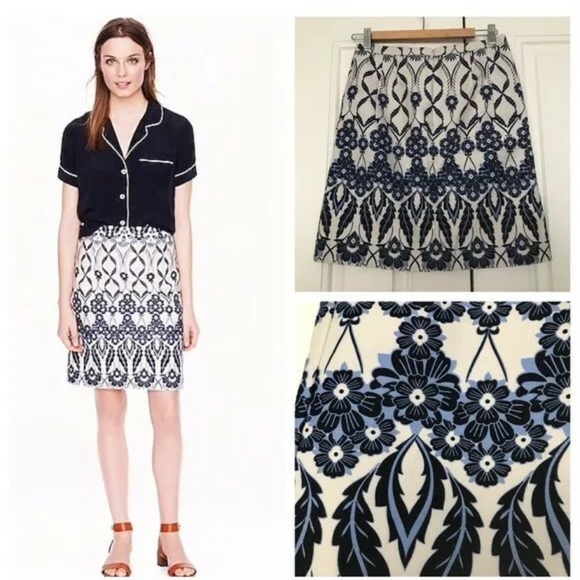 5️⃣for💲25 J Crew Trellis Floral skirt Blue - Picture 2 of 5